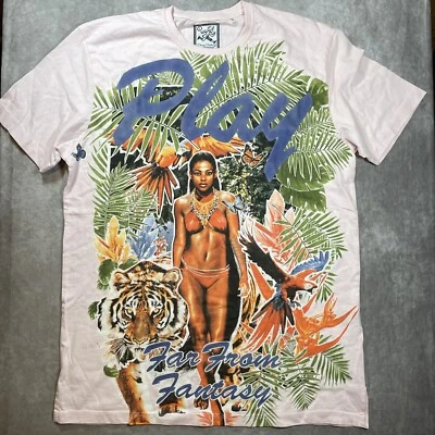 Play Cloths Men's Size L Short Sleeve Pink T-Shirt "Far From Fantasy" - Image 1 of 4
