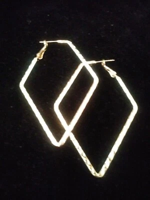  2 1/2 IN 14KT GOLD CLAD  OMEGA SNAP BACK  DIAMOND HOOP EARRINGS  63 MM + BONUS! - Image 1 of 4