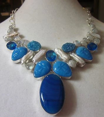 Colar brilhante Kate Spade NY "BE DAZZLING" + pedra Tribal Face feita à mão LOTE - Imagem 1 de 4