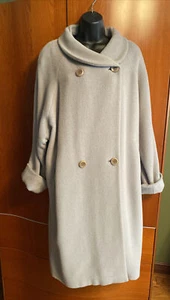 MABB Made in Italy Alpaca Wool Blend Grey Double Breasted Coat Size 42 US 10 - Picture 1 of 7
