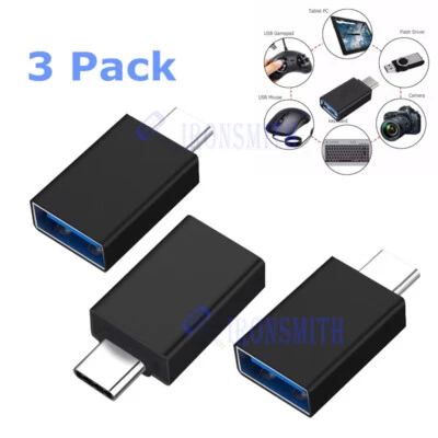 3-Pack USB-C 3.1 Male to USB A Female Adapter Converter OTG Type C Android Phone - Image 1 of 4