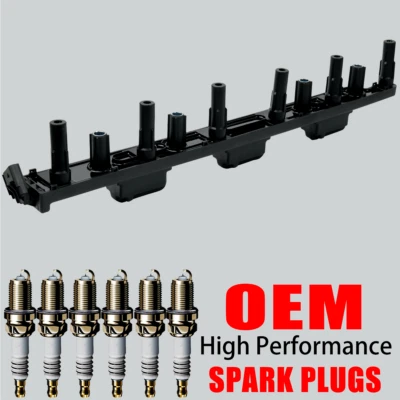 Bobinas de encendido OEM y 6 bujías de iridio para Jeep TJ Wrangler 2,4 L 4,0 L UF296 Foto 1 de 4