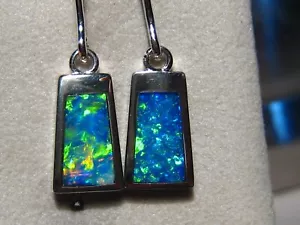 Pendientes grandes colgantes de ópalo, oro blanco macizo de 14 k - Imagen 1 de 13