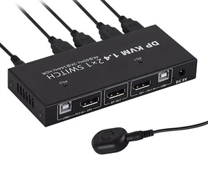 KVM Switch - Displayport - 1 Monitor 2 Computers - 4 USB Ports - Remote m- 51101 - Picture 1 of 3