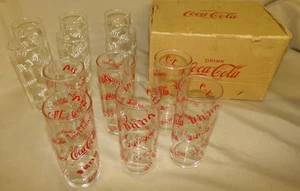 Vintage Coca-Cola Showa -Japan 12 Glases White & Red Lettering Multi Languages - Picture 1 of 6