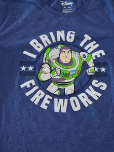 Buzz Lightyear I Bring The Fireworks T-Shirt Size XL Disney Blue Soft Dad Shirt - Picture 1 of 7