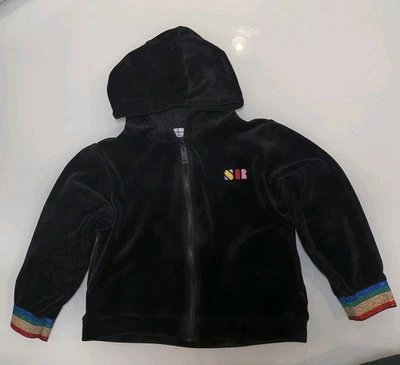 Детская музыкальная толстовка с капюшоном на молнии Sonia Rykiel черная велюровая размер 6Y контрастный металлик  - Изображение 1 из 4