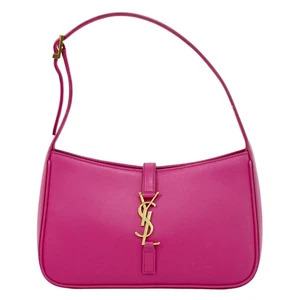 SAINT LAURENT Le 5 A 7 Leather Shoulder Bag Pink Gold YSL - Picture 1 of 15