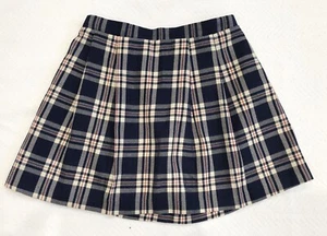 Girls Navy And Ivory Plaid Skirt With Pleats By Rare Editions Sz 4T EEUC - Picture 1 of 5