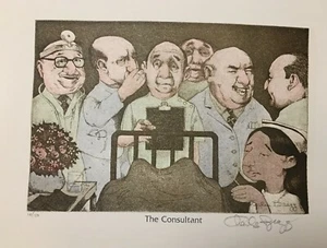 Charles Bragg EL CONSULTOR, médico médico médico hospital enfermera litografía.  - Imagen 1 de 3