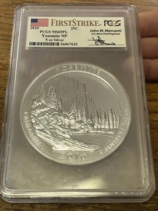 2010 5oz Silver ATB Yosemite PCGS MS-69PL FIRST STRIKE Signed John Mercanti RARE - Picture 1 of 4