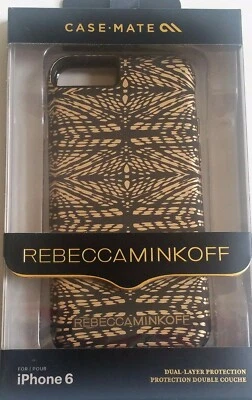 CaseMate Rebecca Minkoff Black & Gold Tiger Striped case iPhone SE 2(2020) ,6,6s - Image 1 of 4