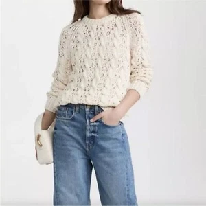 Nili Lotan Pullover Zopfmuster Pima Baumwolle Gr. XS elfenbein offen gewebt Fischer - Bild 1 von 16