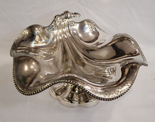 LARGE ANTIQUE SILVER PLATED SHELL BOWL GEORGE RICHMOND COLLIS & Co FAMILY CREST.