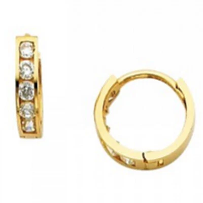 Pendientes de aro Huggies de oro amarillo italiano macizo de 14K de 2 mm Aretes de Oro Foto 1 de 2