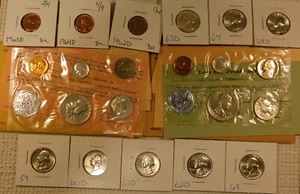 1960 & 1961 Silver Proof Set & 8 AU/BU Silver Washington Quarters 18 Coins + - Picture 1 of 9