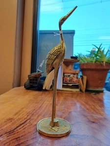 Vintage Solid  Brass Crane/Stork/Heron - Picture 1 of 5