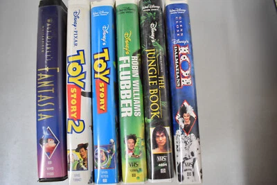 Walt Disney vhs lot Of 6 Tapes FANTASIA TOY STORY 1 & 2 JUNGLE BOOK FLUBBER 101 Foto 1 de 2