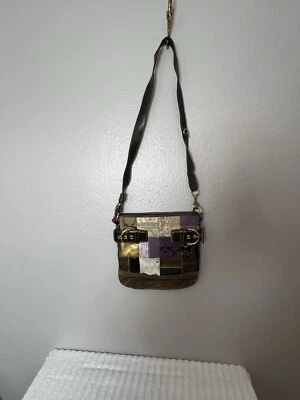 Coach лоскутное одеяло многоцветный кожаный холст наплечная сумка с откидным верхом сумка через плечо - Изображение 1 из 4