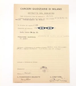 R.S.I Documentodel 30 agosto 1945 - Estratto del Registro - Carceri Giudiziarie - Picture 1 of 2