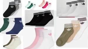 3 Pairs Unisex Adidas Original colour Trefoil Ankle Quarter Sock 4-6-5-8-8-11-13 - Picture 1 of 51