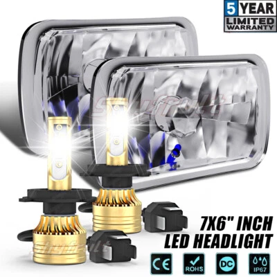 Par de faros LED negros para 82-93 Chevy S10 Blazer GMC S15 5X7 7X6" - halo alto/bajo Foto 1 de 4