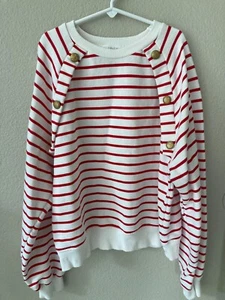 Zara Girl s Red & White Striped Sweatshirt, size 13-14 - Picture 1 of 5