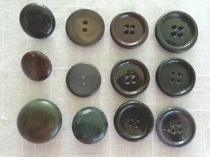 Black/Brown Larger Mixed lot of 12 Vintage Buttons (#3813) - Picture 1 of 11