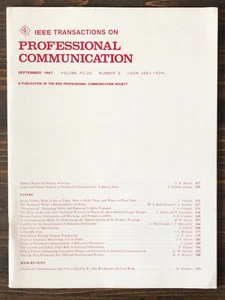 1987 IEEE Transactions on Professional Communication Magazine - Lot of 1 Sept - Picture 1 of 2