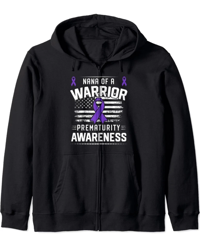 PREMATURE CONCIENCE" NANA" Of A NICU "Warrior Preemie" Sudadera con Capucha con Cremallera para Mujer GRANDE Foto 1 de 1