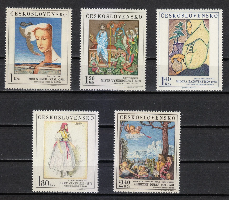 Czechoslovakia 1971 MNH Mi 2032-2036 Sc 1779-1783 Great Painting Artworks ** - Image 1 of 1