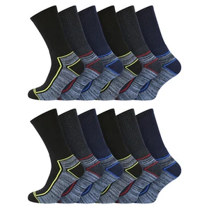 Men’s Big‑Foot Work Socks – Cushioned Boot Socks 3/6/12‑Pack UK 11–14 | Marl - Picture 1 of 24