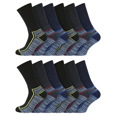 MIUAYGA Men’s Big‑Foot Work Socks – Cushioned Boot Socks 3/6/12‑Pack UK 11–14 | Marl