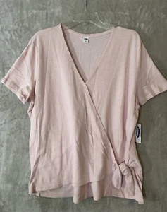 Old Navy Top Womens XL Pink Short Sleeves Lightweight Wrap Side Casual - Picture 1 of 10