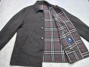 Burberry London Coat Jacket Men's Winter Wool Nova check Lining Black Size 7 - Picture 1 of 18
