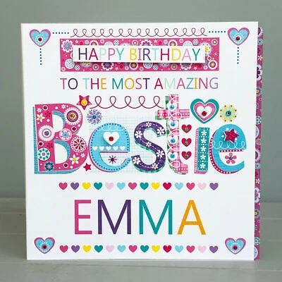 Best friend, BESTIE, birthday card, personalised, special BESTIE, birthday card