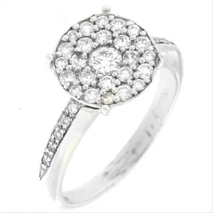 Anello Solitario Pavè Donna Oro Bianco 18 kt 0210 Diamanti Naturali 0.54ct Peso - Imagen 1 de 7