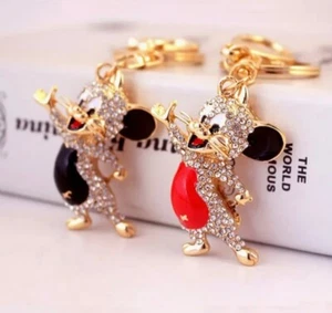 Rhinestone / Enamel Mouse Keychain Bag / Purse Charm / Backpack Key Chain - Picture 1 of 3