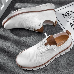 Mens Casual Shoes Mesh Breathable Comfortable Lace Up Flats Male Footwear - Picture 1 of 7