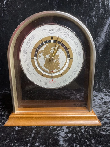 Vintage Verichron World Time Clock w/ Sweeping Second Hand  Japan Quartz Cover
