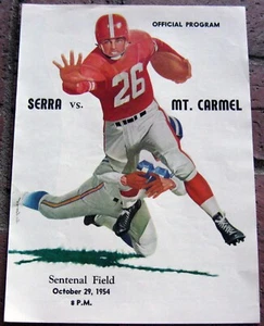 1954 Junipero Serra at Mount Carmel High School Football Program Los Angeles  - Picture 1 of 1