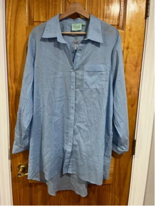 New with Tag Beachy True Destinations Pure Cotton Blue Oversized Shirt - Picture 1 of 6