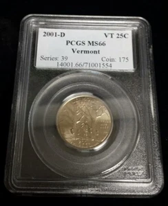2001 D Washington Statehood Quarter - PCGS MS66 - Vermont - Picture 1 of 2