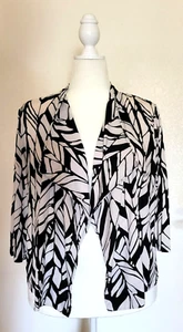 Chico's Black White Abstract Print Polyester 3/4 Sleeve Swing Jacket Sz 3XL - Picture 1 of 6