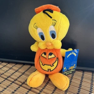1998 Tweety Zucca Halloween Bean Bag Peluche Warner Bros Toons of Terror 9" - Foto 1 di 7