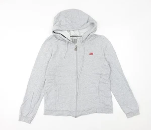 New Balance Damen-Hoodie grau durchgehender Reißverschluss Größe 8 UK Baumwollmischung - Bild 1 von 12