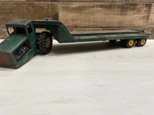 Vintage Nylint Tournahauler Low Boy Trailer and Cab Pressed Steel Green #1295 - Picture 1 of 23