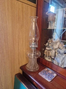 Lámpara de aceite vintage transparente Hobmail vidrio lámpara granjas parafina hecha en Austria - Imagen 1 de 8