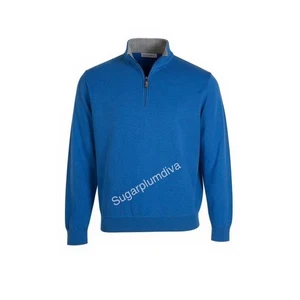 Peter Millar 1/4 Zip Cotton Soft Melange Pullover XXL Blue Blokecore Casual - Picture 1 of 11
