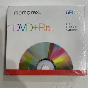Memorex 5-Pack DVD+R DL Dual Layer Discs 8x 8.5GB 240min NEW - Picture 1 of 4